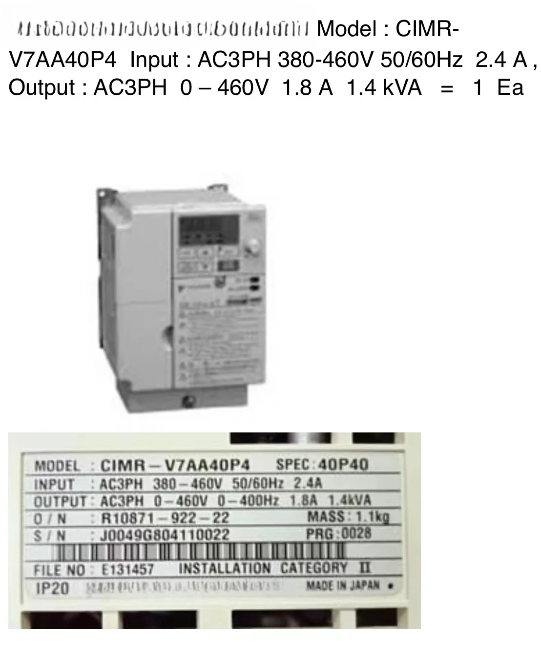 CIMR-V7AA40P4 New and original inverter