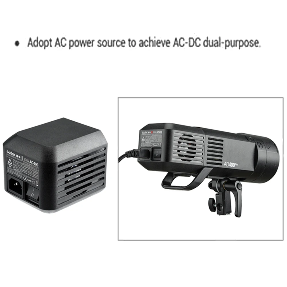 Godox Original ​ Accessory AC400 AC-DC Power Adapter with Power Cabel for Outdoor Flash Light Witstro AD400Pro