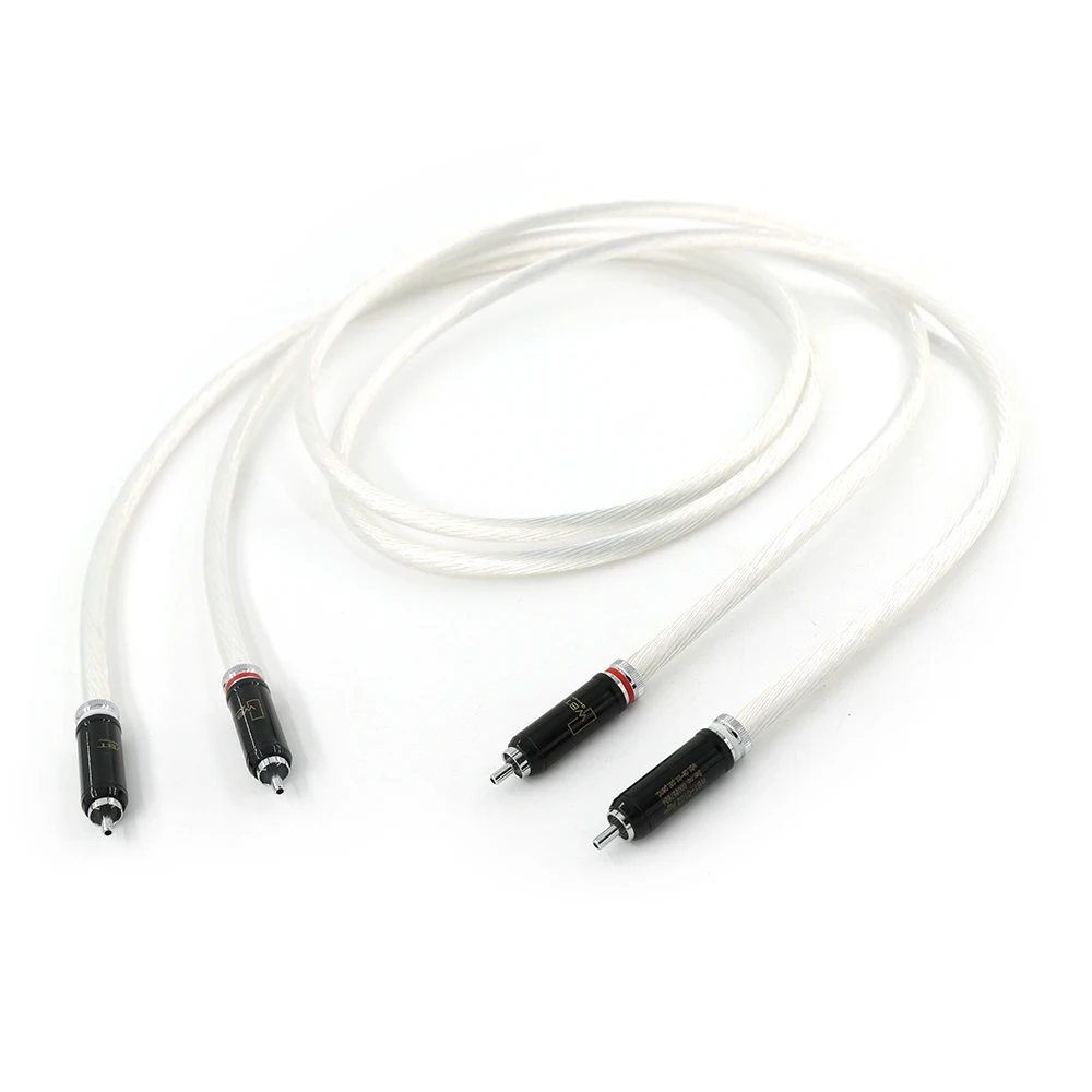Dutch Imported 5NOCC Fever Single Crystal Silver Double Lotus Plug RCA Signal Cable Audio Amplifier Connection Audio Cable