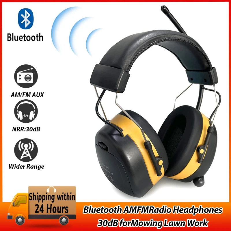 NEW Upgraded 5.3 Bluetooth Hearing Protection AM FM Radio Headphones, Noise Reduction Safety Earmuffs for Mowing Lawn Work