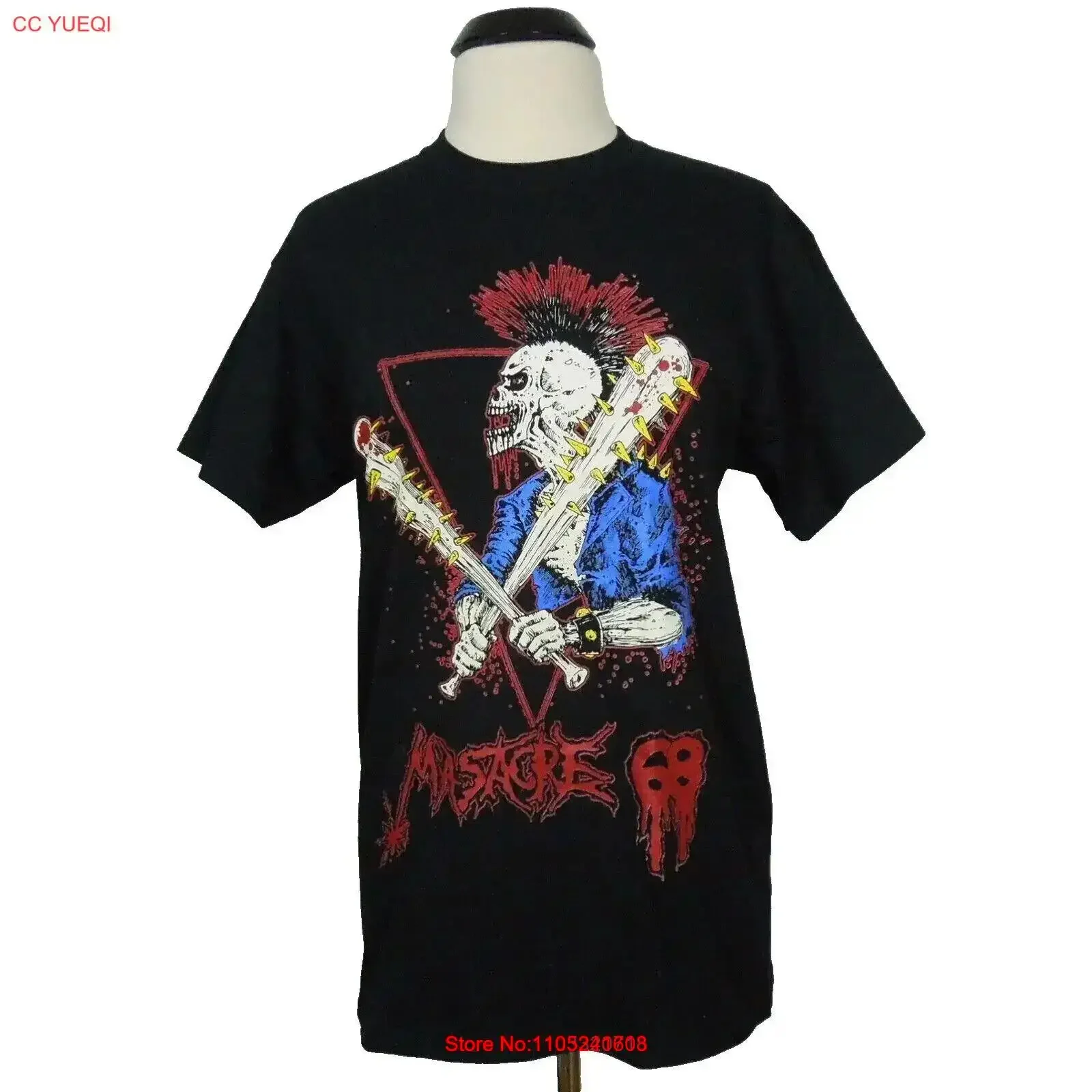 MASACRE 68 No Hay Escapatoria camiseta oficial grande negra para hombre Logo de banda vintage lavado Top para uso diario estirado
