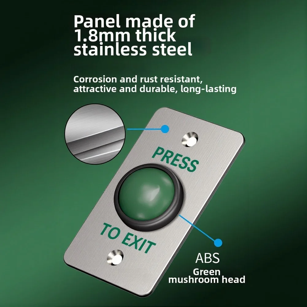Waterproof Stainless‑Steel Control Exit Push‑Button Switch, Release Button, Suitable For Indoor And Outdoor
