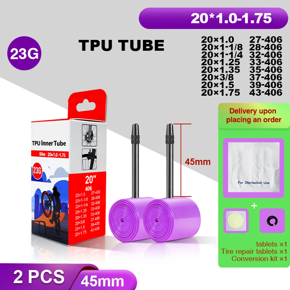 BicycleInner Tube Ultraleicht 23g 20 Zoll 406 20x1,0-1,75 Fahrradschlauch TPU-Schlauch für BMX406 Verstärktes Ventil Fahrradzubehör