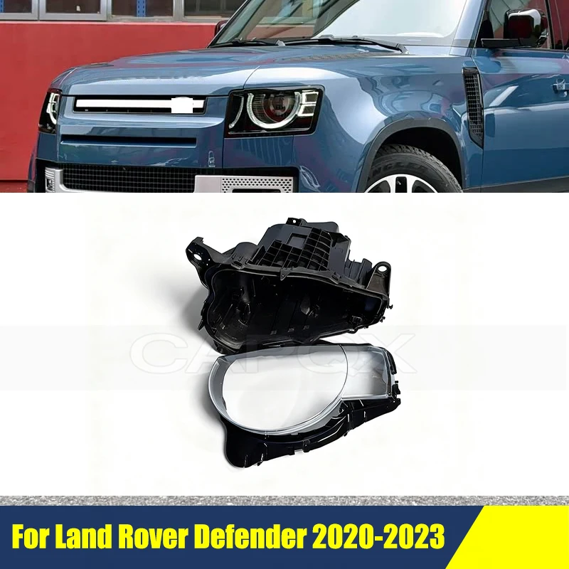 Front Bumper Headlight Shell For Land Rover Defender 2020-2023 Cover Shade Head Lamp Glass Head Light Lens Caps