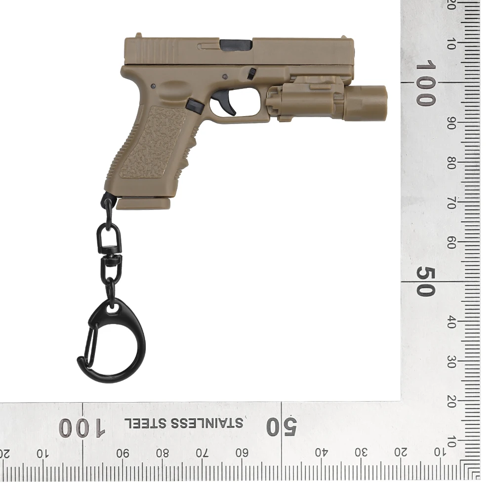 Glock G17-Sand Mini Gun portachiavi 1:4 in miniatura a forma di pistola portachiavi con ciondolo ornamento regalo per la collezione di modelli di Fan dell'esercito