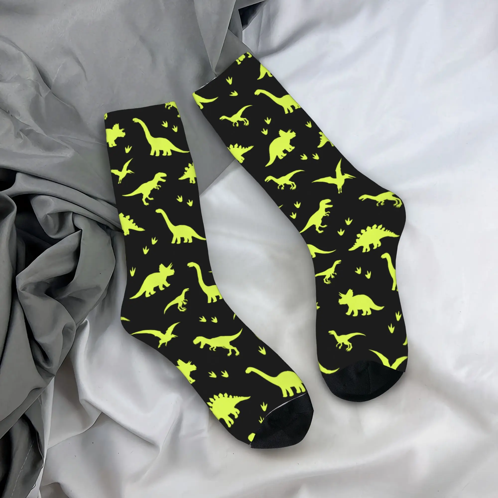 Glow Dinosaur Pattern Stockings Couple Animal Print Socks Warm Soft Kawaii Socks Autumn Outdoor Anti Skid Socks Gift Idea