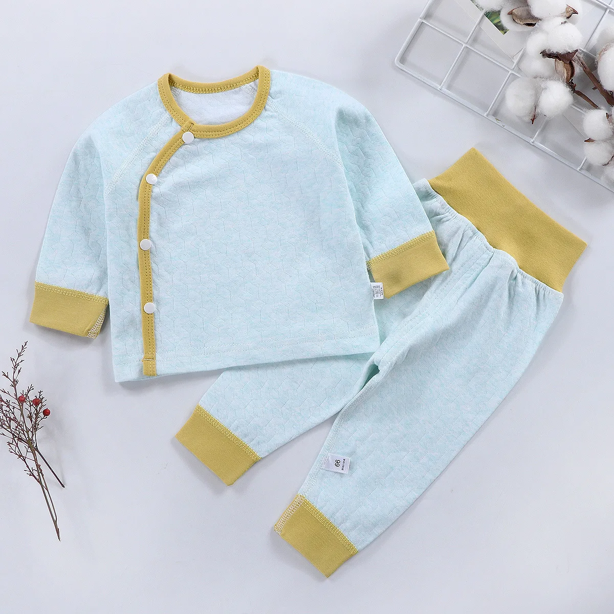 Newborn Baby Boy Clothes Suit Cotton Tops+High Waist Pant 2Pcs Set Thicken Cartoon Underwear Infant Sleepwear Kid Tracksuit A741