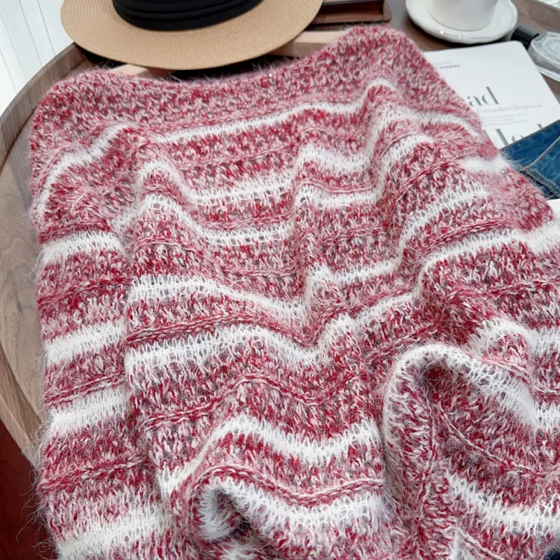 2024 grigio girocollo abbigliamento donna maglione lavorato a maglia giacca coreana Y2k cappotto in Cashmere maglione femminile colore invernale collisione top