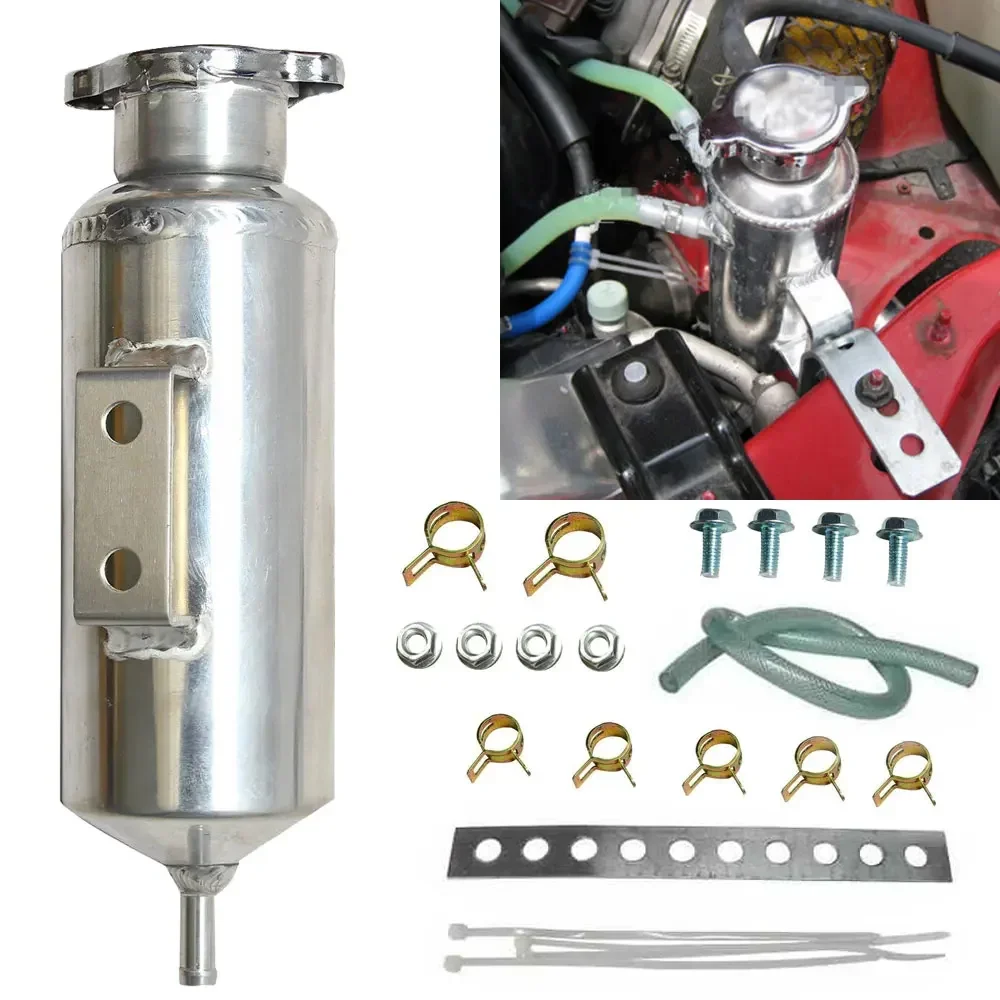 Racing Universal Radiator Alloy Coolant Swirl Pot Breather Air Separator Tank Engine Coolant Catch Can