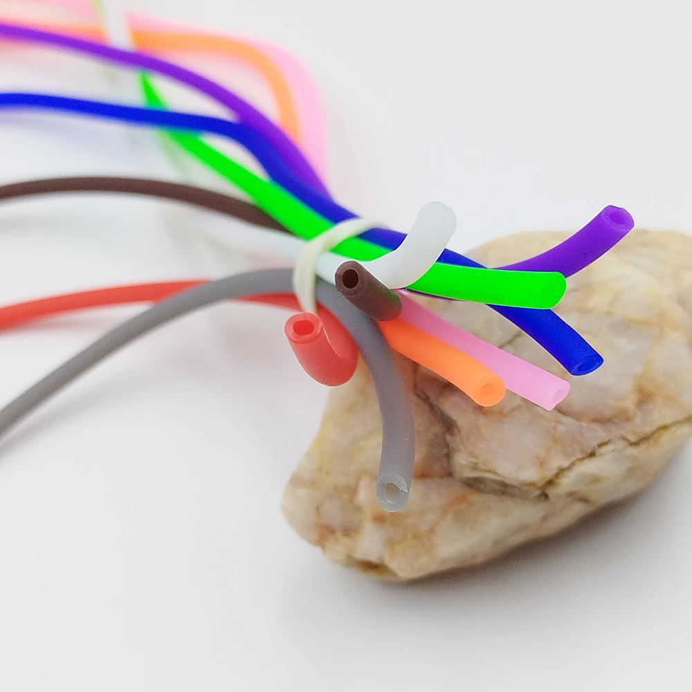 1/2Meters /LOT  4MM Colored Hollow Rubber Tube Rope, Candy-Colored Silicone Hose, DIY Jewelry Necklace Making, Bracelet Accessor