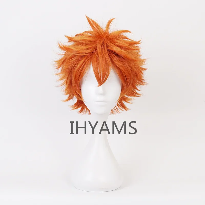 Hinata Syouyou Short Orange Fluffy Layered Cosplay Wigs Heat Resistant Synthetic Hair Anime Wig + Wig Cap