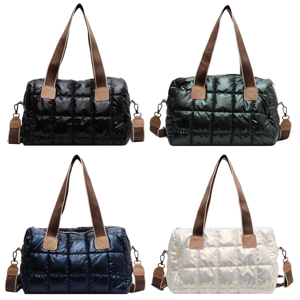 

Женская сумка через плечо, парусиновая женская сумка с верхом, ромбическая решетка, большая вместимость, простой темперамент для выходных и отпуска