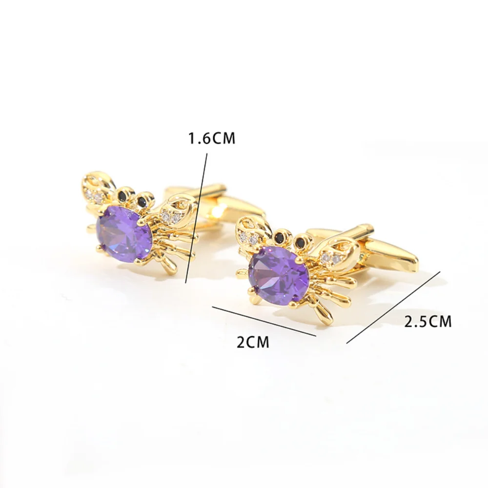 Cute Crab Studded Diamond Cufflinks Ocean Style Crab Sleeve Nail Men's Business Dress Sleeve Nail Shirt Matching Decoration