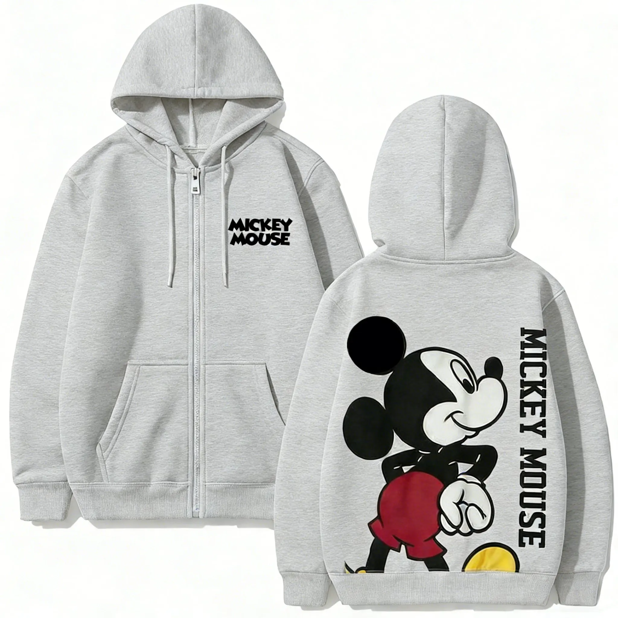 

Толстовка с капюшоном Disney Mickey на молнии, повседневная куртка-пуловер для мужчин и женщин, топы с мультяшным графическим принтом, толстовка в уличном стиле, весна-осень 2026