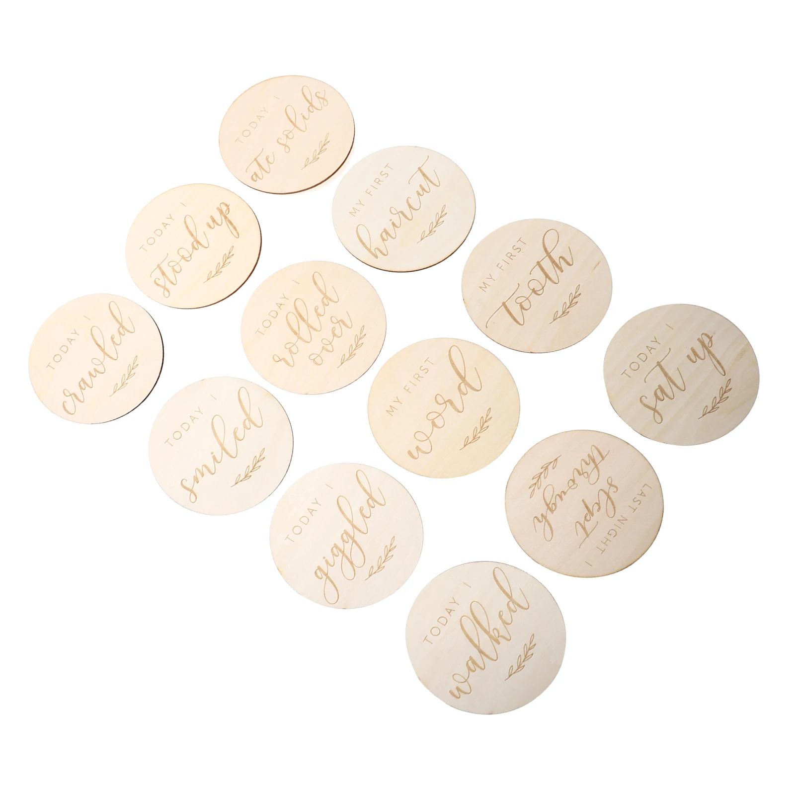 

12 Pcs Newborn Wooden Commemorative Card Photography Birthday Milestone Cards