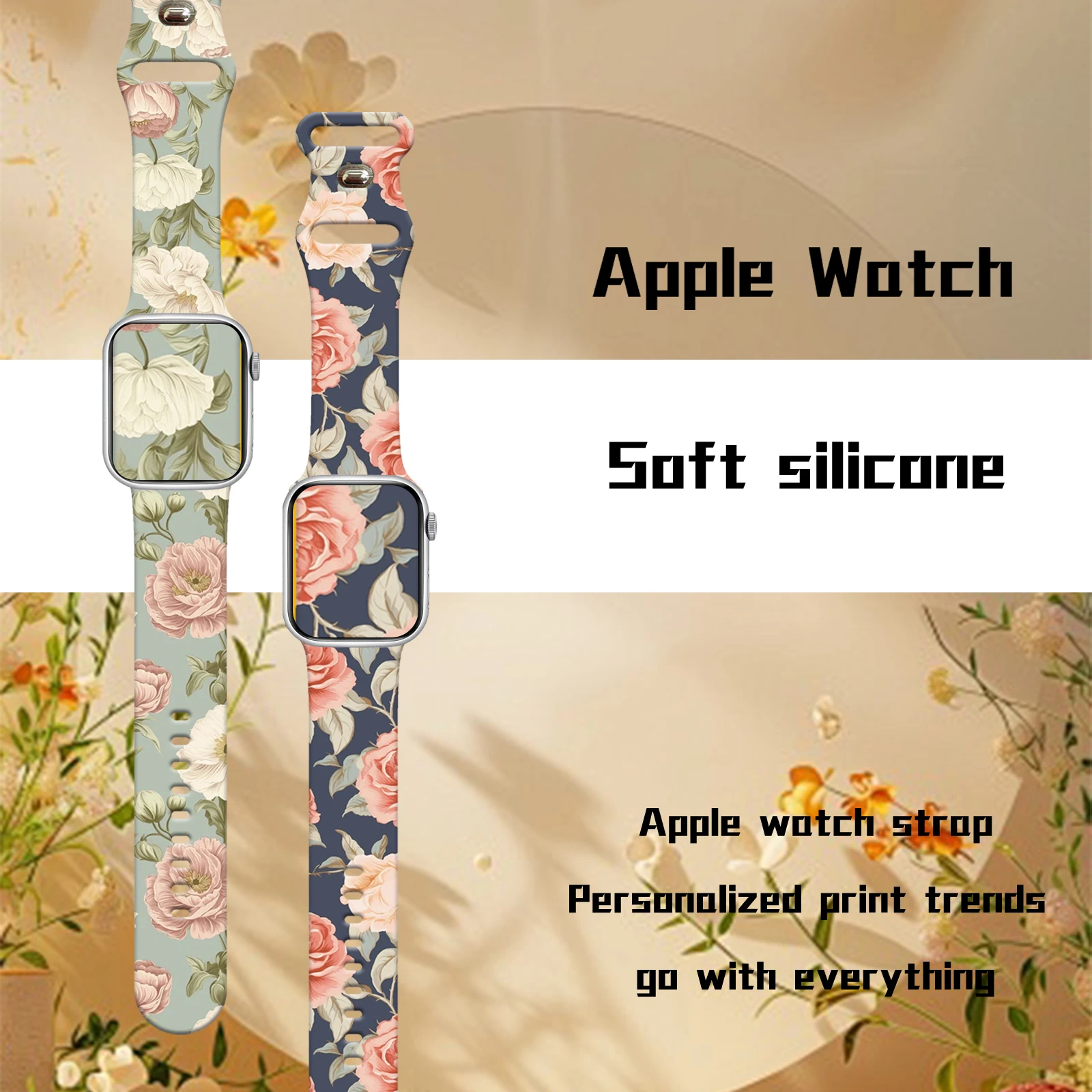 

Colorful Flower Series Silicone Printed Strap for Apple Watch 9 8 7 SE 6 Band Replaceable Bracelet for iWatch 45mm 44mm 41mm