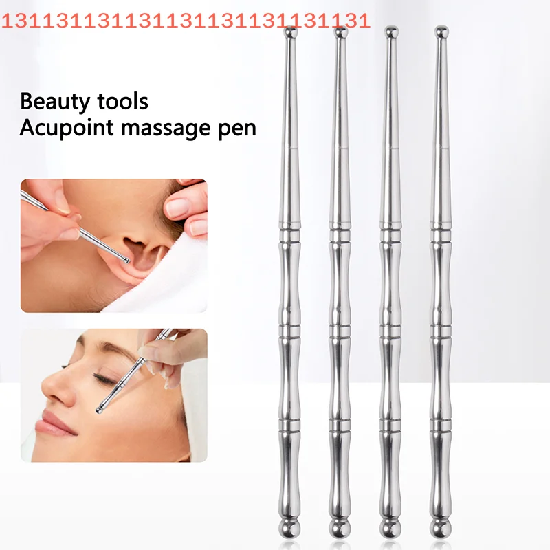 

1 шт., ручка для акупунктуры с двойной головкой, инструменты для рефлексологии лица, массажер для триггерных точек из нержавеющей стали, инструмент для глубокого массажа тканей