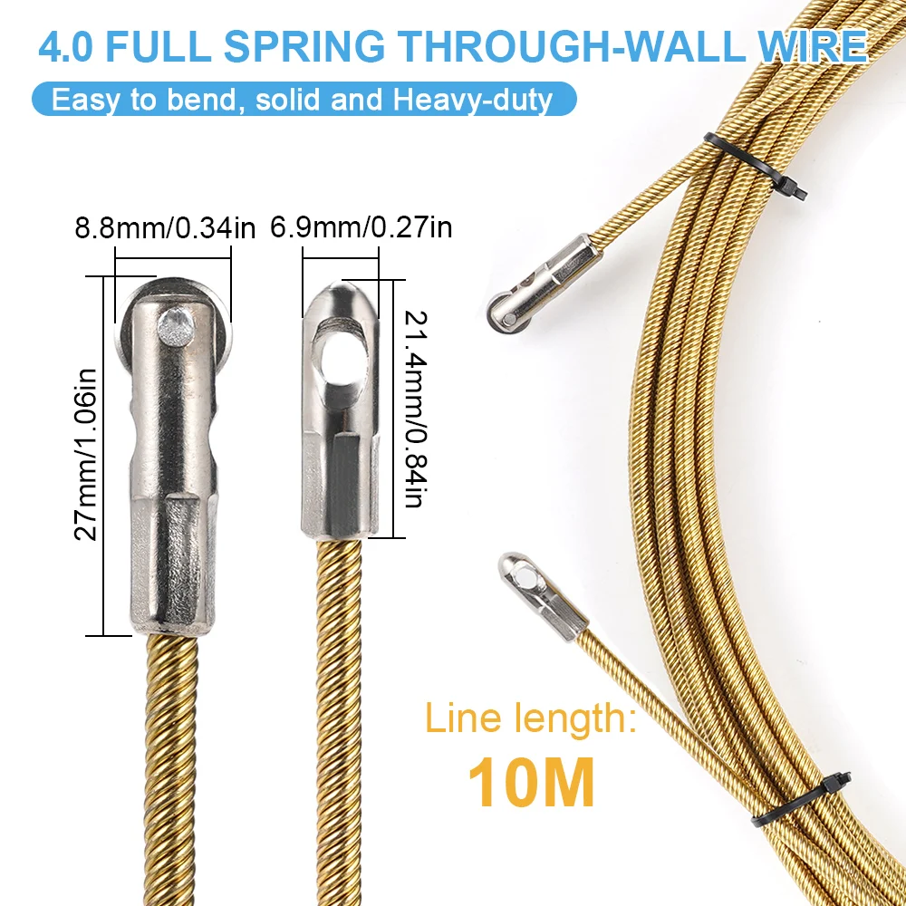 4mm Universal Wire Threading Device Spring High Elasticity Rope Pulling Device With Pulley Electrician Wire Lead Cable Puller