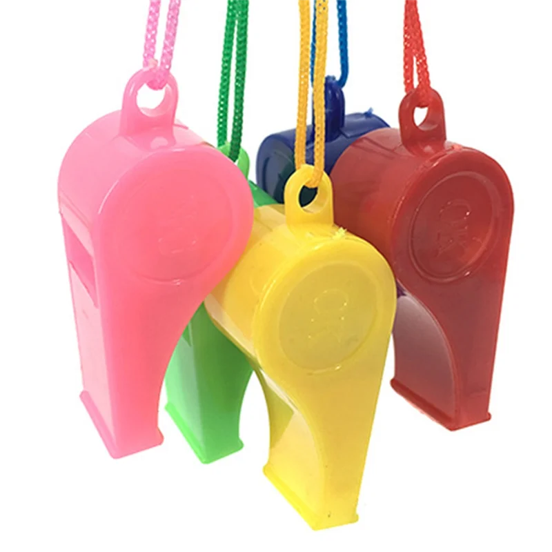 Plastic Whistle Colorful Cheer Referee Whistle With Lanyard (Random Color)