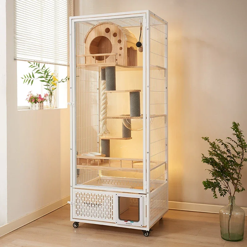 Villa cage household indoor luxury cat cabinet with toilet integrated solid wood