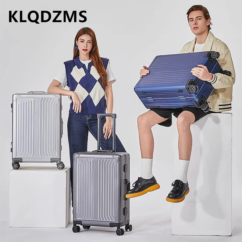

KLQDZMS Мужской чемодан из алюминиевого магниевого сплава, 20 дюймов, деловой посадочный ящик, 24 дюйма, 28 дюймов, большой вместительный чемодан на колесиках, чемодан