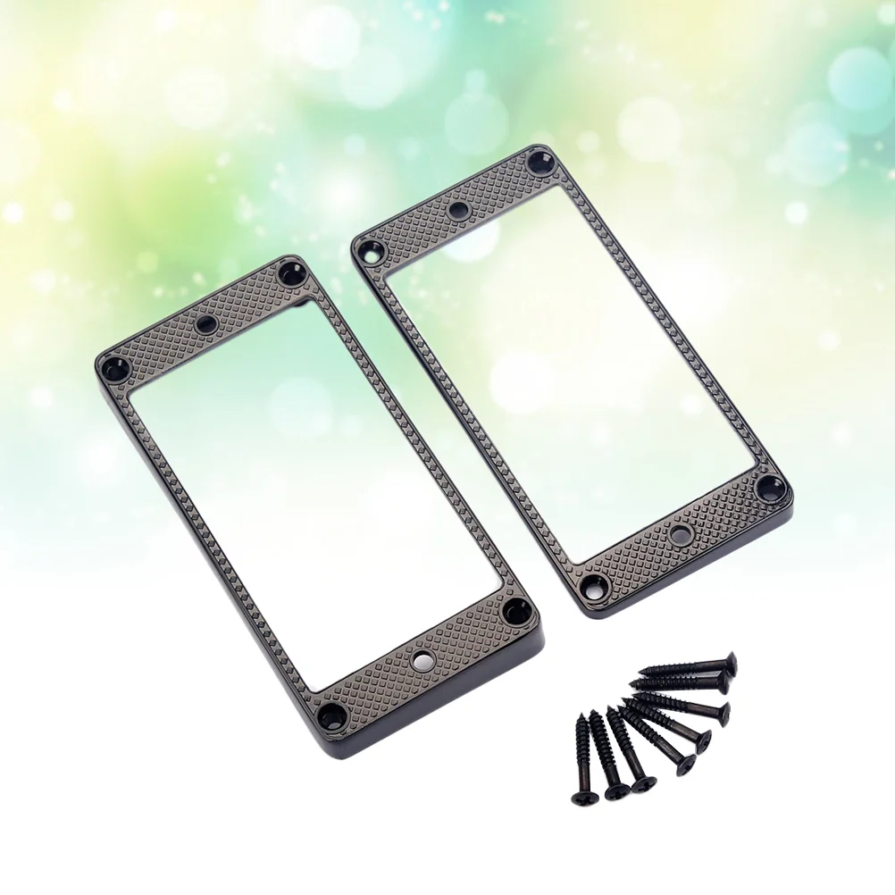 

2pcs Metal Electric Guitar Pickup Humbucker Flat Base Mounting Ring Frame Musical Instrument Accessory GB301E Black