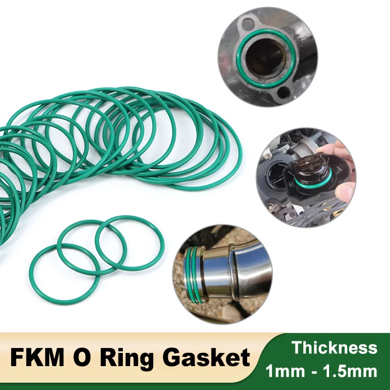 10/50PCS CS 1mm 1.5mm FKM O Ring OD 4mm ~ 50mm Green Fluorine Rubber Insulation High Temperature Oil Resistance Sealing Gaskets