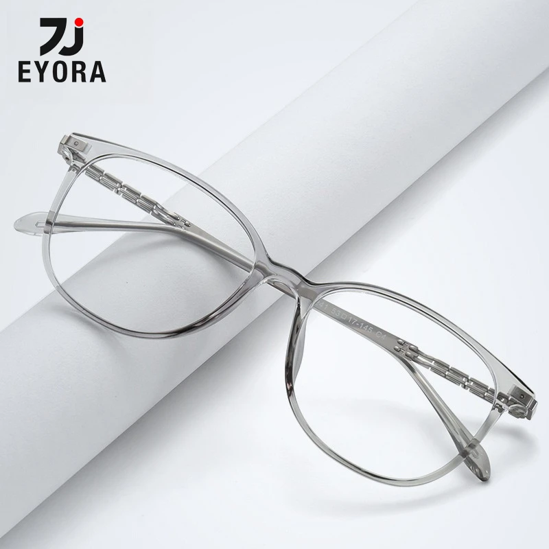 

EYORA Fashion Oval TR90-Metal Minimalist Reading Glasses Anti Blue Light Myopia and Hyperopia Photochromic Prescription Eyewear