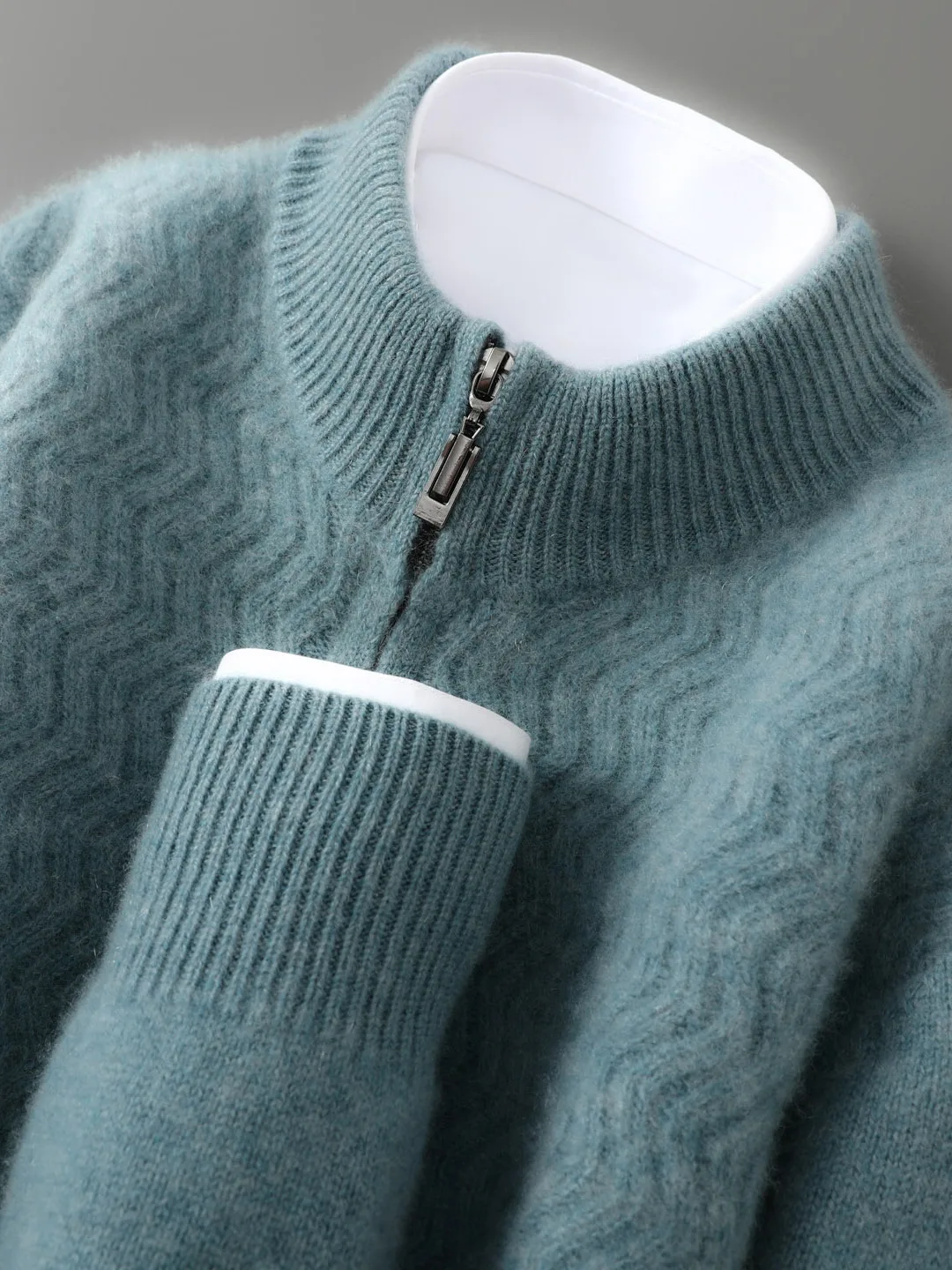 

Autumn Winter New Sle 00 Pure Woolen Hooded Jaet f High Zipper Casual Youth Knitted Sweater Busin Casual Wear