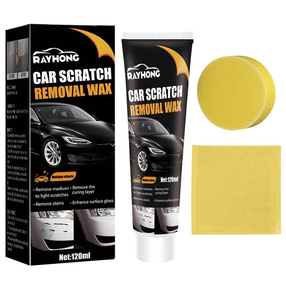 120ml Car Scratch Remover Wax Remove Stains Auto Polishing Kit with Sponges Car Paint Scratch Repair Cleaning Kit