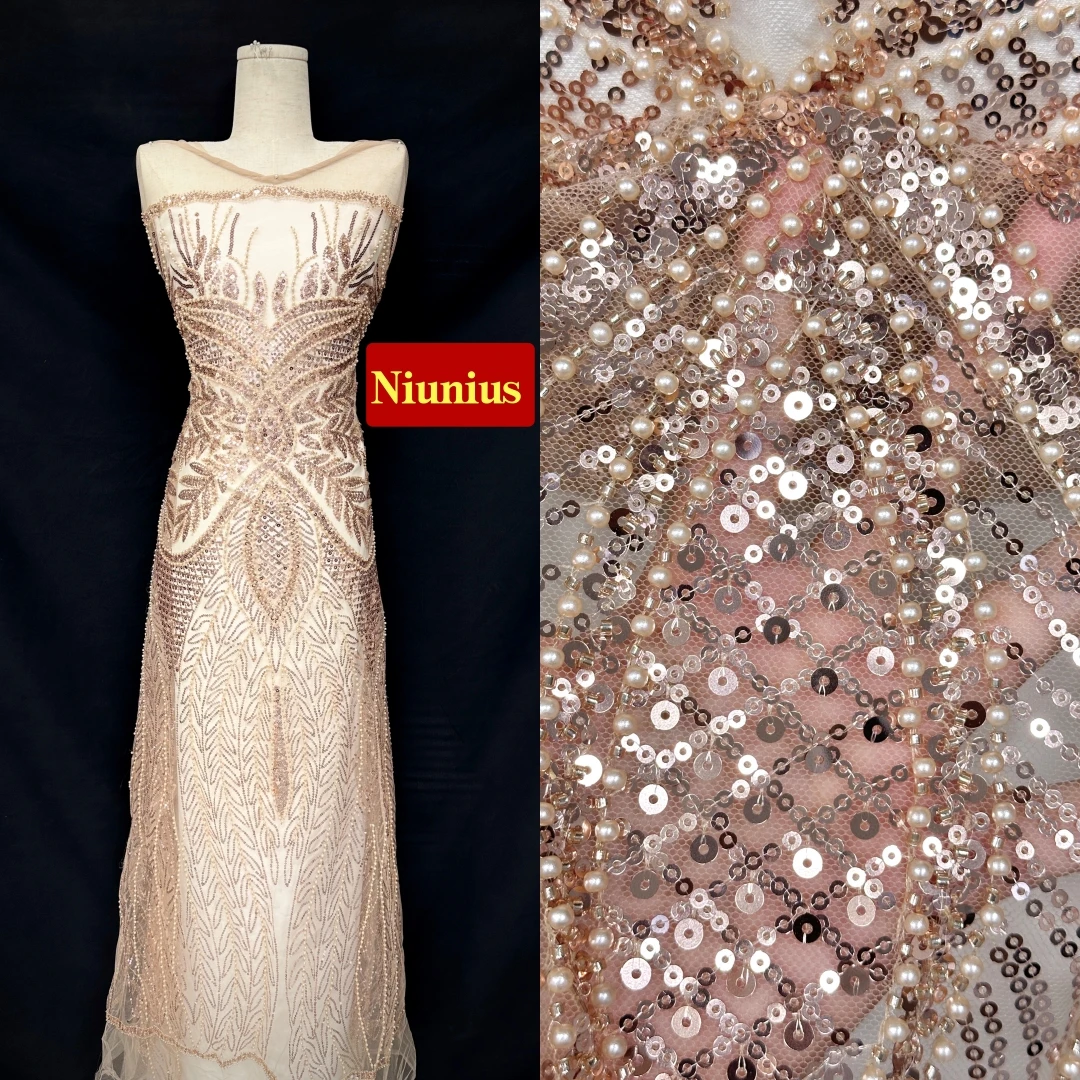 

2026 Elegant Party Evening Dress Fabric - High Quality Embroidery Tulle with Stones Lace and Stones Lace NN6552_E