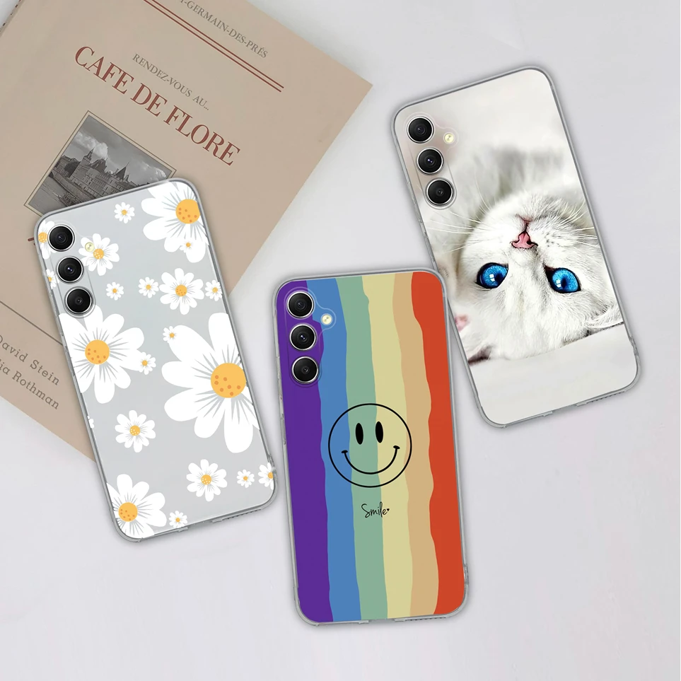 Coque For Samsung Galaxy A35 A55 5G Cute Rabbit Clear Soft Silicone Phone Case Shock Resistant Cover For SamsungA35 A 55 Fundas