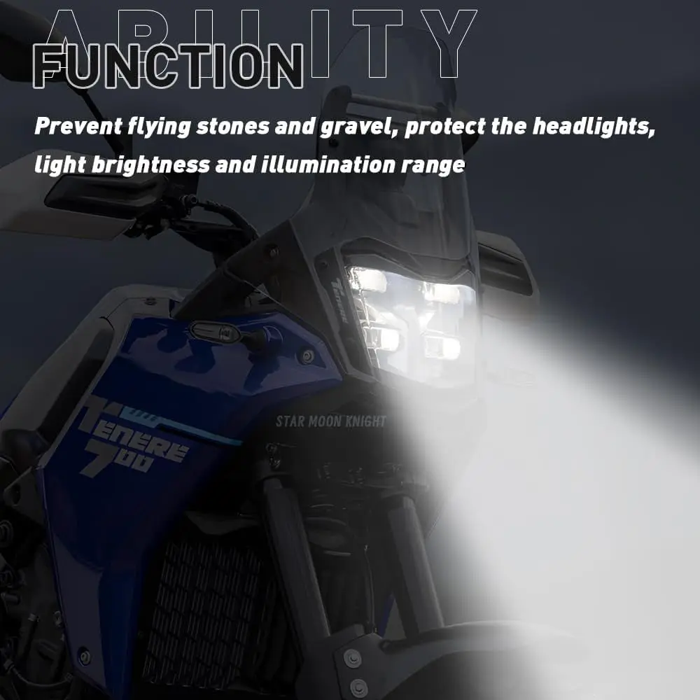 Protecteur de phare en Polycarbonate Tenere 700 Rally, accessoires de protection de phare pour Yamaha Tenere 700 (Transparent)