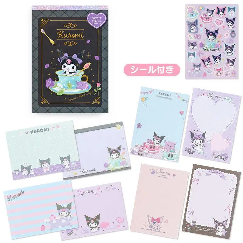 Sanrio Hello Kitty My Melody Memo Pad Cute Cartoon Cinnamoroll Kuromi Student Anime Message Memo Notepad with Diy Stickers Gifts