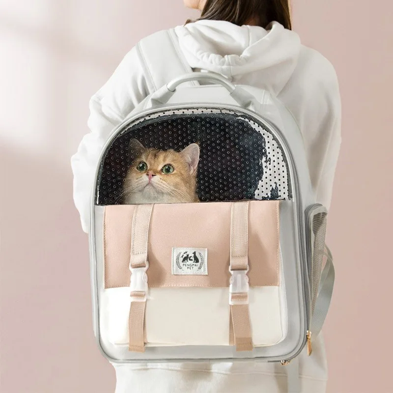 Pet Carrier Bag Cat Bag Pets Backpack Outgoing Carry Cats Double Shoulder Bag Travel Breathable Puppy Bags Carriers Supplies