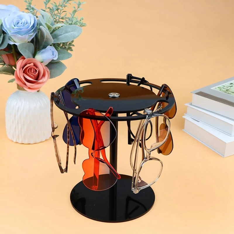 Sunglasses Holder Stand Acrylic Sunglasses Organizer +360 Rotating Eyewear Glasses Holder image 3