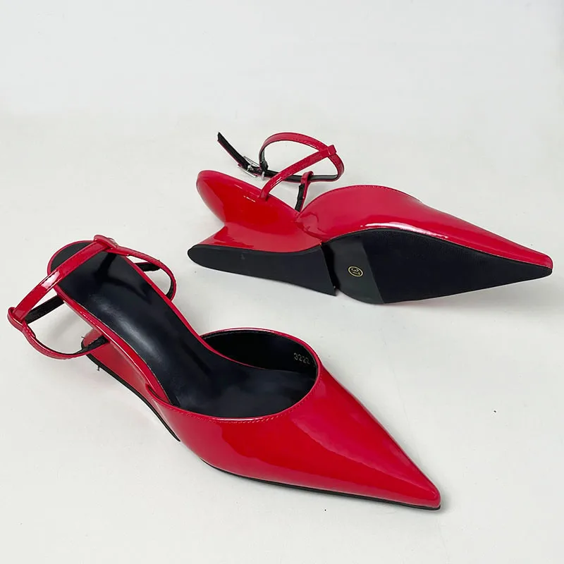 Pumps Designer Shallow Women Wedges Shoes Fashion Ankle Buckle Female Pointed Toe Footwear Ladies Wedges Shoes Heeled Sandals