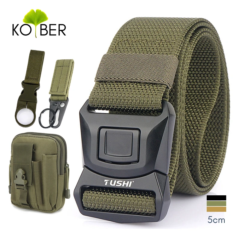 KOLBER 5 سنتيمتر/2 "التكتيكية في الهواء الطلق حزام للرجال الزنك مشبك الإفراج السريع الشرطة حزام عسكري ضيق النايلون حزام عريض الذكور #1