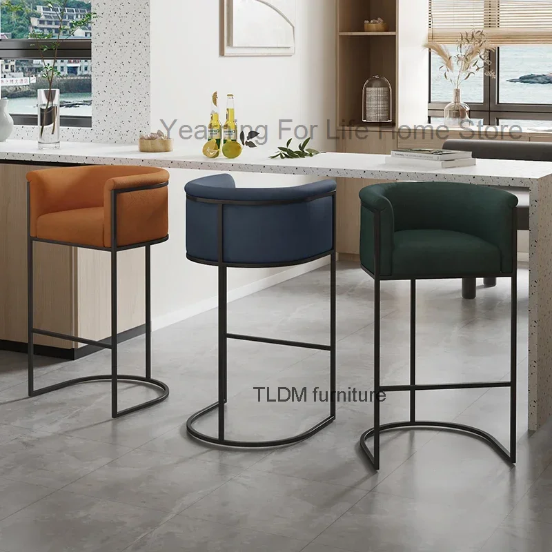 

Nordic Design Pink Ergonomic Bar Chair Accent Desk Luxury Bar Chair High Counter Stool Cadeira Alta Salon Furniture YX50BC