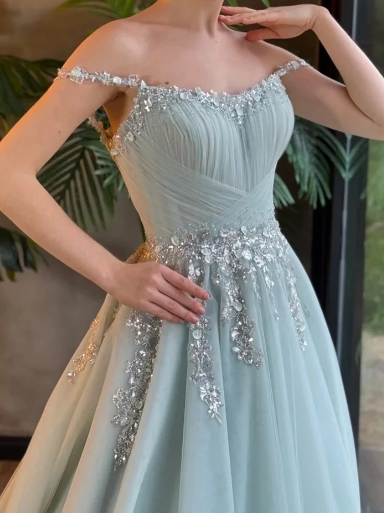 

A2516 Элегантное платье Vestido De Festa с открытыми плечами и аппликацией с блестками и рюшами для выпускного вечера Одежда для особых случаев Торжественный вечер по индивидуальному заказу