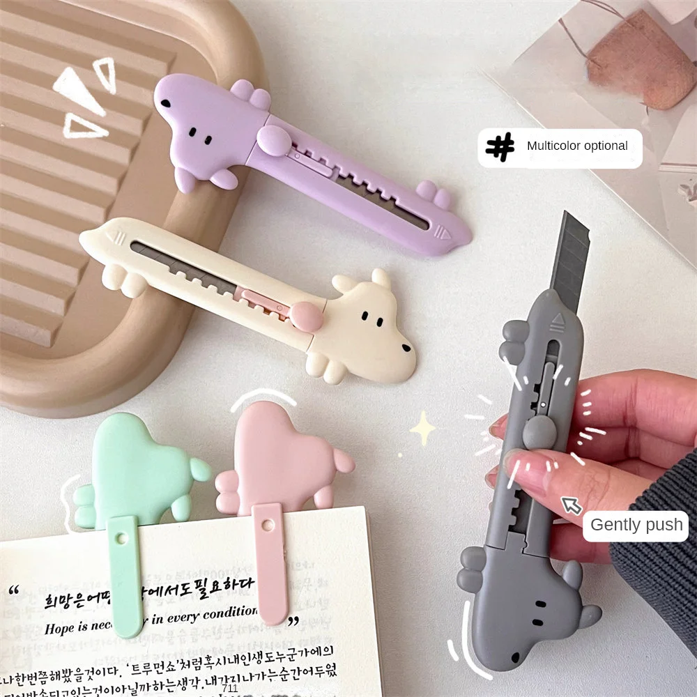 2 Pcs Cute Cartoon Puppy Art Knife Mini Small Size Unpacking Express Box Cutter Cutting Hand Account Paper Cutter