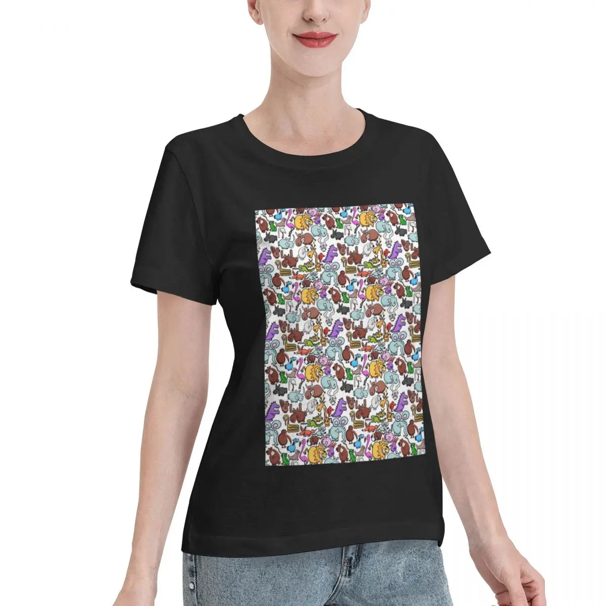 Wardrobe Essential Animal Print Women's T-shirt Jogging Female Everyday Wear