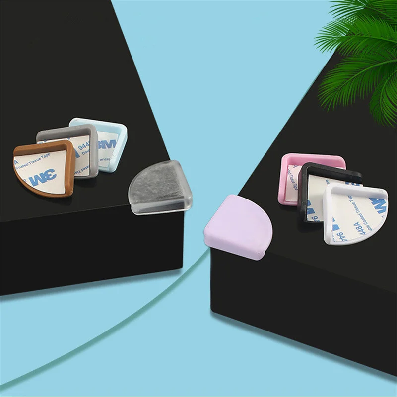 4pcs Silicone Anti- Collision Table Corner Guards Solid Desk Edge Guards Angle Pad Kids Window Glass Safety Protection Cover