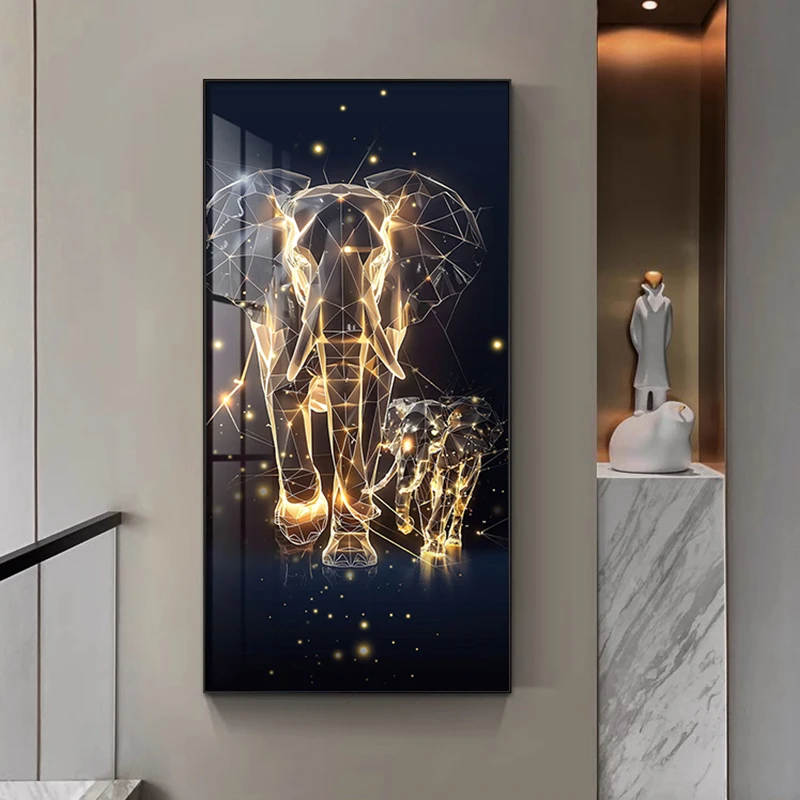 Luxury LED Mural Lights Corridor Living Room Bedroom Home Decoration Lustre Modern Elephant Hanging Painting Lighting Wall Lamps