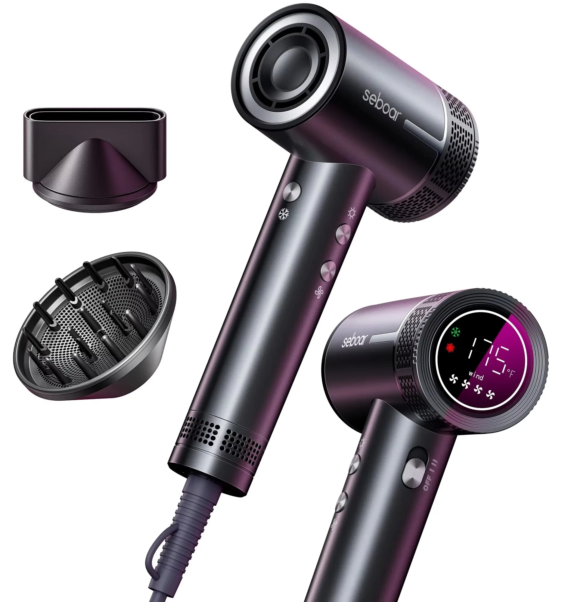 

Quiet High Speed Dryer Brushless Motor 110000RPM Screen Display Negative Ion Customizable Design Professional Blow Dryer