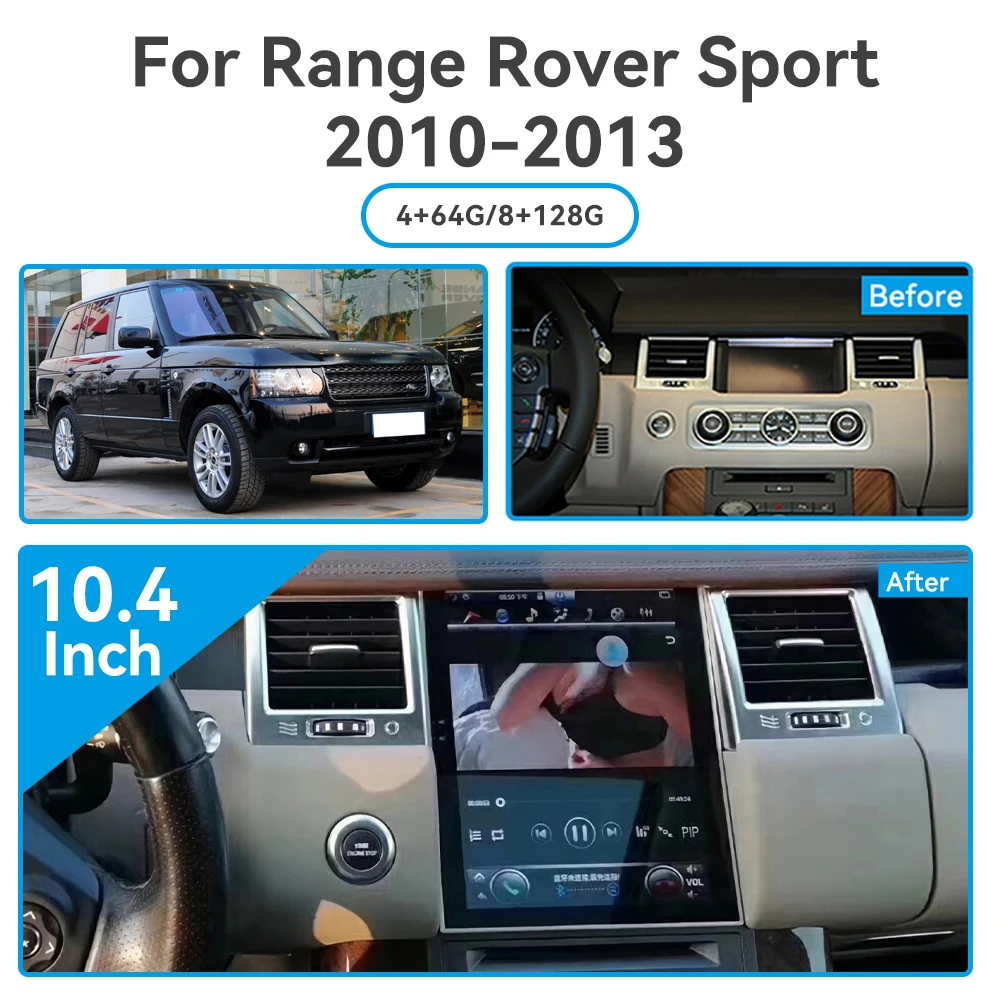 Android 13.0 Auto Carplay Navigation System for Range Rover Sport 2010-2013 10.4 Inch Multimedia Car Radio Head Unit