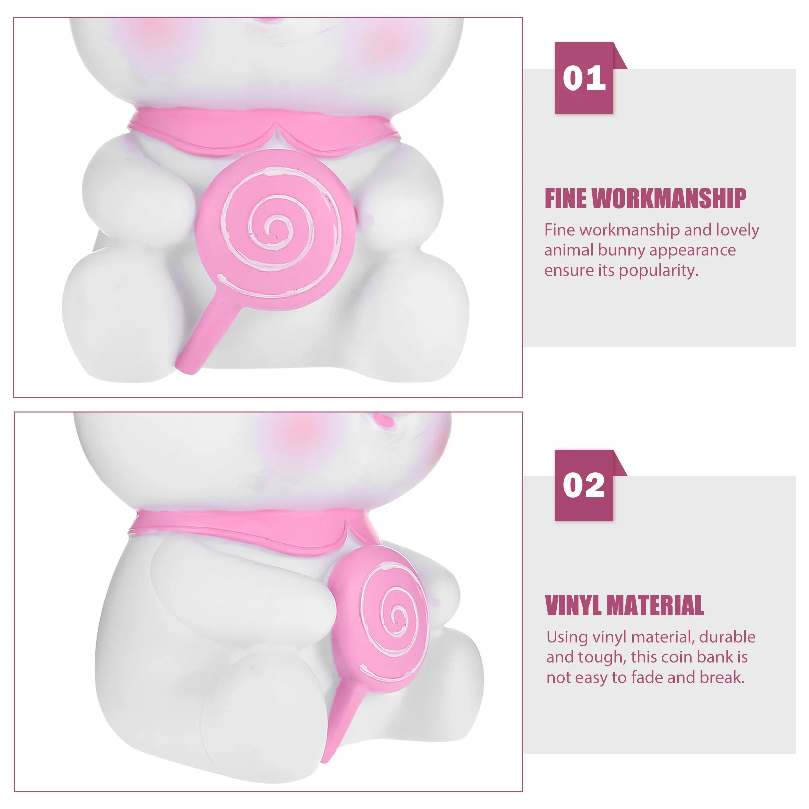 Vinyl Material Bunny Coin Bank Creative Desktop Saving Pot Kids Money Jar Cartoon Coin Container Money Saving Box