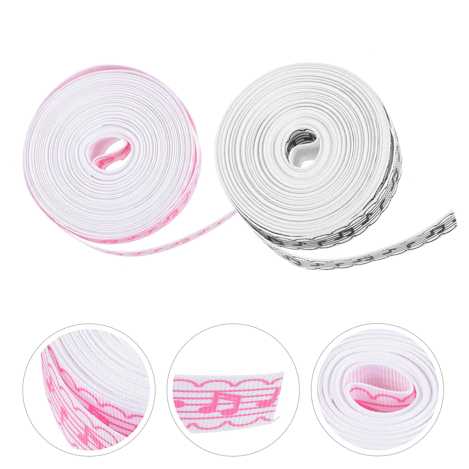 

2 Rolls Cuttable Polyester Present Ribbon Note Pattern Festival Gift Packaging Diy Crafts Supplies Wear-Resistant Multi-Function