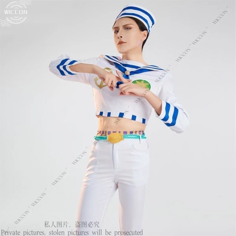 Higashikata Josuke تأثيري زي للرجال ، بدلة رجل غريب ، ملابس المغامرة ، كرنفال الهالوين ، لعب الأدوار ، بدلة بحار ، قبعة