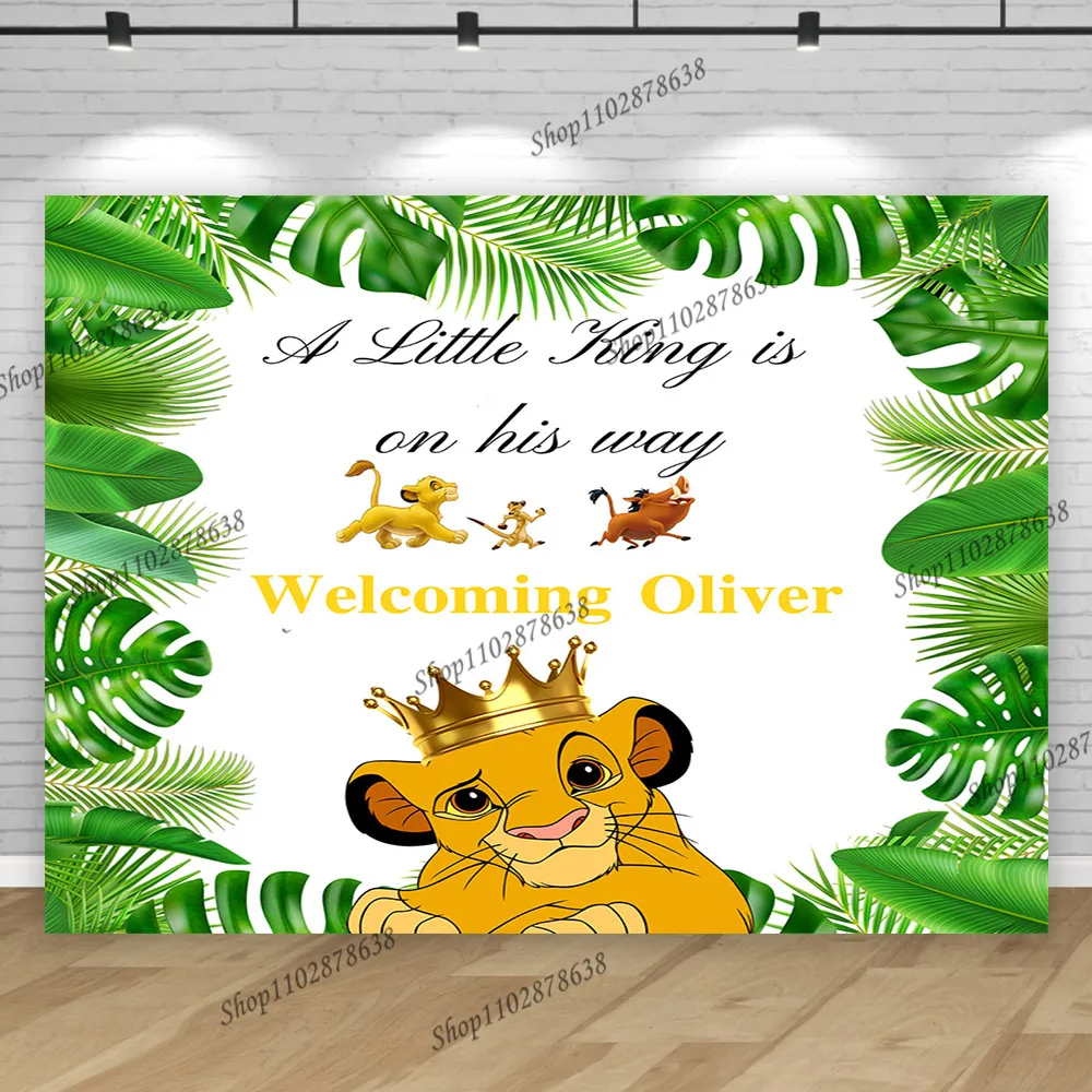Custom Party Name Text Backdrop The Lion King Boy Tropical Birthday Background Decoration Jungle Crown Simba Baby Shower Banner - view 6